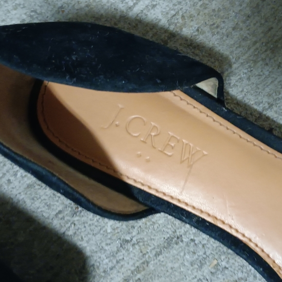J. Crew Black Suede D'Orsay Flats with Glitter Bow Sz.7.5 - Picture 7 of 9